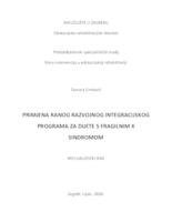 Primjea ranog razvojnog integracijskog programa za dijete s fragilnim X sindromom