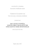 prikaz prve stranice dokumenta Inkluzivna podrška roditeljima s invaliditetom kroz sustav rane intervencije