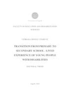 prikaz prve stranice dokumenta Transition from primary to secondary school - lived experience of young people with disabilities