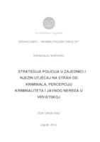 prikaz prve stranice dokumenta Strategija Policija u zajednici i njezin utjecaj na strah od kriminala, percepciju kriminaliteta i javnog nereda u Hrvatskoj